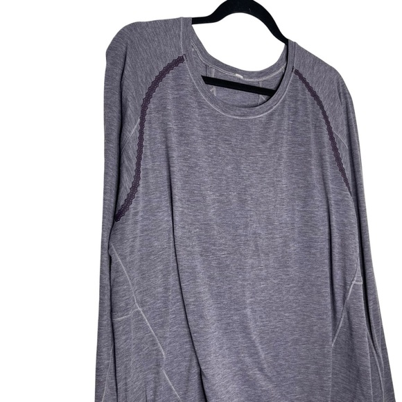 Lululemon Stop Drop and Squat Heathered Purple Long Sleeve Open Back Top Size 8 - Picture 6 of 8